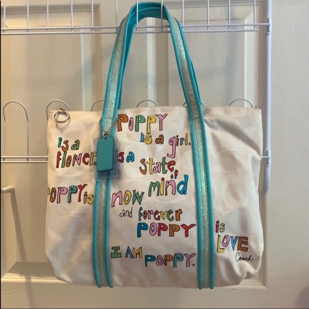 Coach Poppy Tote and Matching Pouch/Wristlet